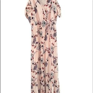 Pink Flowered Long Dress M